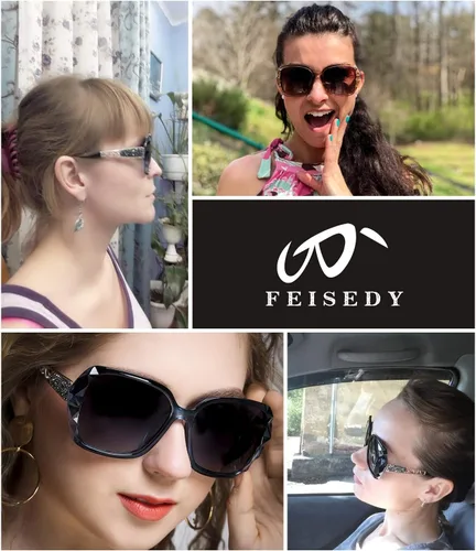 Vista 45 de FEISEDY - gafas de sol polarizadas para mujer, marco compuesto brillante B2289
