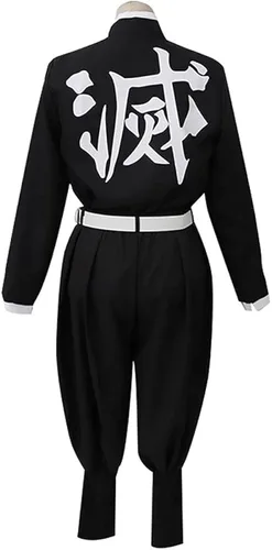 Vista 6 de Young Antelope Conjunto de disfraz de cosplay de demonio traje de kimono de anime japonés uniforme negro para Halloween