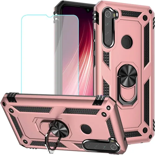 Vista 8 de Funda para Redmi Note 8 (2019/2021) M1908C3JH con protector de pantalla de vidrio templado, [grado militar] [anillo de metal] [soporte magnético]
