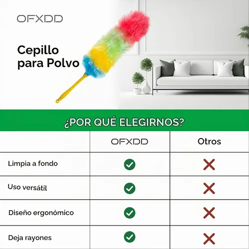 Vista 6 de Coloridos plumeros de cerdas duras estáticas para limpieza – Cepillo magnético resistente para el polvo para muebles – Limpieza antiestática