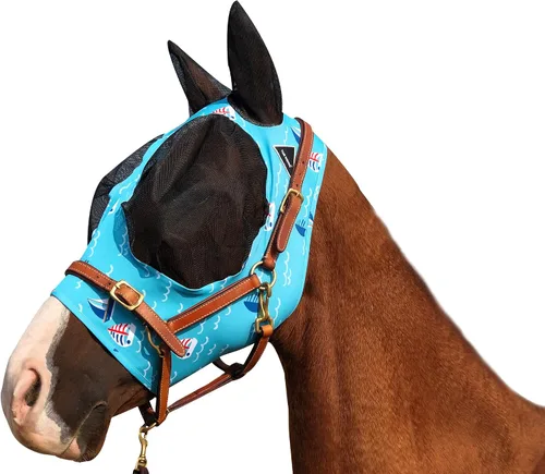 Vista 10 de Máscara de mosca de caballo, súper cómoda, máscara de mosca de caballo, máscara elástica con orejas, solo hacemos productos que les gustan a