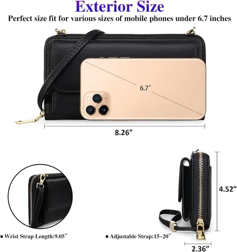 Vista 5 de FALAN MULE Bolso cruzado pequeño para teléfono celular para mujer, cartera de piel sintética