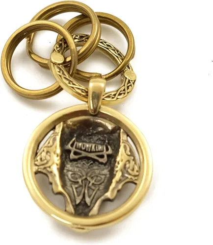 Vista 2 de Wolf keychain Fenrir, Handmade Fenrir keychain, Solid brass Scandinavian old norse mythology wolf keychain for men and women