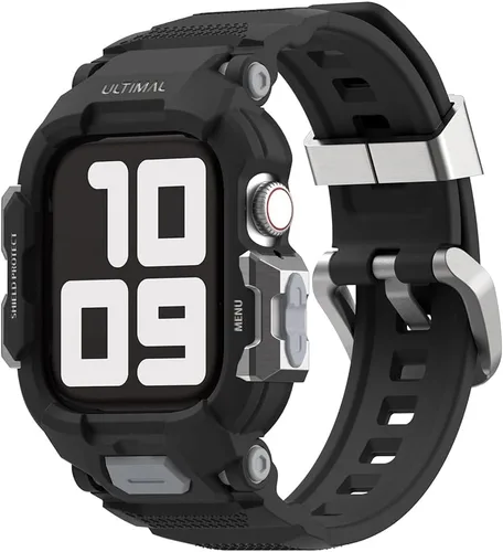 Vista 12 de ULTIMAL Correa resistente compatible con Apple Watch Band de 1.614 pulgadas, 1.575 pulgadas, SE3 SE2 SE Series 9/8/7/6/5/4 con funda, correa a