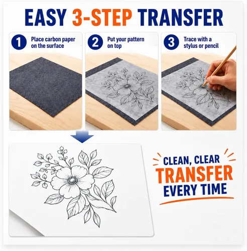 Vista 6 de PSLER 60 piezas de papel de carbón para trazado - 40 piezas de papel de transferencia de trazado, A4