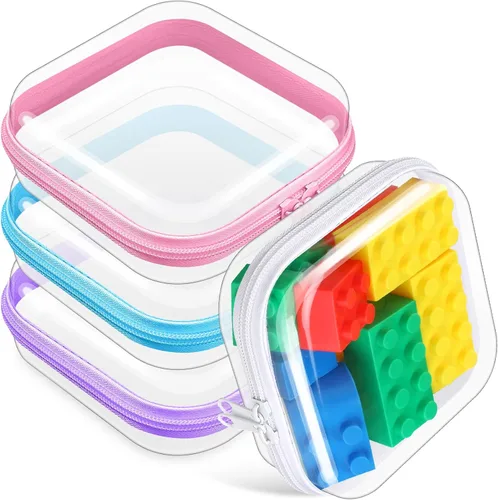 Vista 32 de Hoolerry 4 piezas de estuches rígidos transparentes con cremallera, bolsas de maquillaje, estuche de plástico para lápices, contenedores de caja