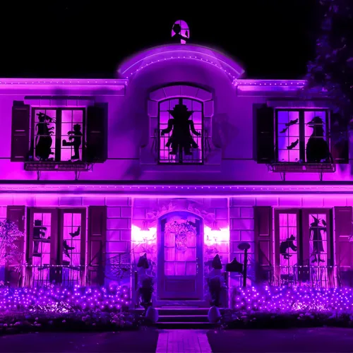 Vista 7 de JMEXSUSS Luces solares de Halloween moradas (cadena de luces solares y luces de hadas solares)