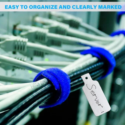 Vista 6 de 70 bridas reutilizables con gancho y bucle, bridas de alambre ajustables multiusos para organización de cables y 10 etiquetas para cables