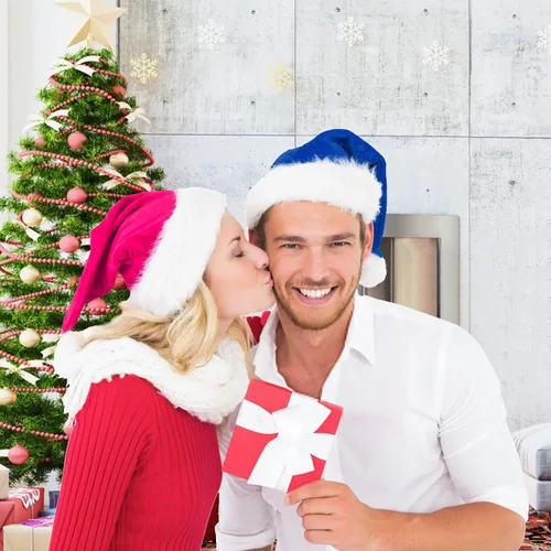 Vista 7 de Sombreros de Papá Noel para adultos, unisex, de terciopelo al tacto, cómodos, sombreros de Navidad para Año Nuevo, fiestas, suministros de Navidad