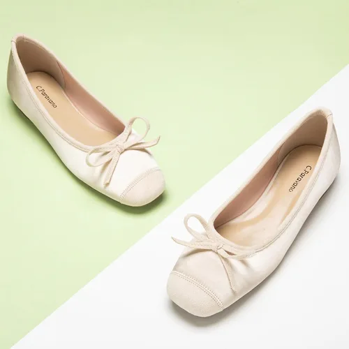 Vista 2 de C.Paravano Women's Flats with Bowknot Casual Slip On Dress Shoes Comfortable Square Toe Shoes Women Ballet Flats for Wedding Work Office Business