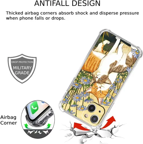 Vista 4 de Funda con diseño de flores de gato para iPhone 13 Mini, diseño estético de animales lindos, funda completa de TPU suave para iPhone 13 Mini Flor