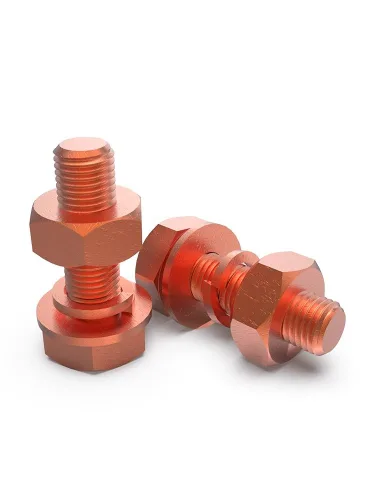 Vista 3 de M8x12mm 2sets T2 Perno de tornillo hexagonal de cobre puro, arandela de tuerca, perno conductor de cobre rojo conductor