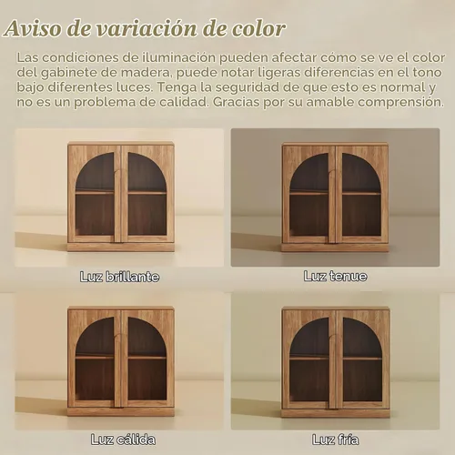 Vista 5 de BELLEZE Centro de entretenimiento modular de 4 piezas con almacenamiento, 2 vitrinas de madera moderna con gabinete arqueado y 2 armarios de puerta