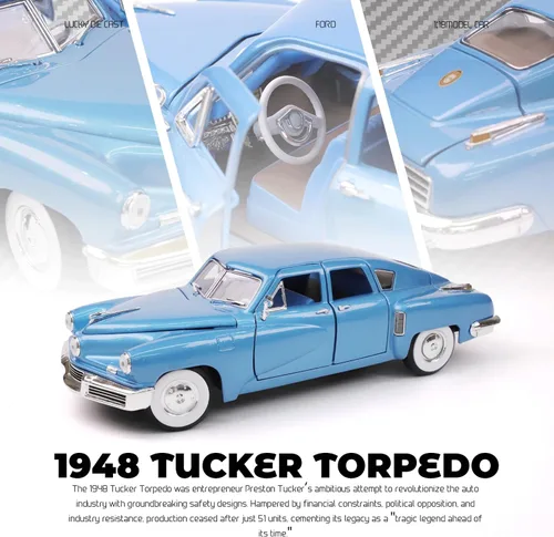 Vista 7 de 1948 Tucker Torpedo Escala 1/18 Modelo de Metal Fundido a Presión Premium Colección Clásica Vintage de Aleación de Coches con Vitrina, para Hombres