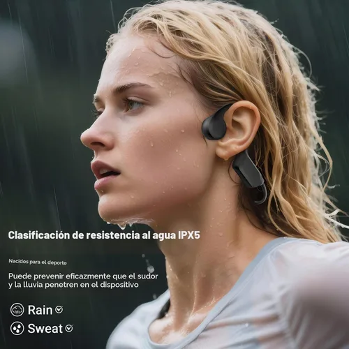 Vista 4 de Auriculares impermeables de conducción ósea de oreja abierta, Bluetooth 6.0, batería de larga duración, auriculares inalámbricos ultraligeros
