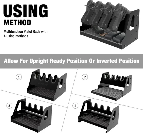 Vista 6 de UNITEDPOWER - Estante de metal para pistolas, soporte para armas de mano para almacenamiento en gabinete de armas, organizador seguro