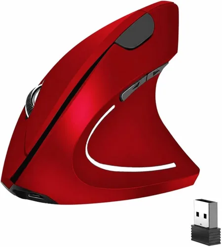 Vista 11 de Ratón inalámbrico vertical ergonómico, elegante, recargable, 2.4G, ratón óptico inalámbrico con receptor USB, 800/1200/1600 DPI, 5 botones