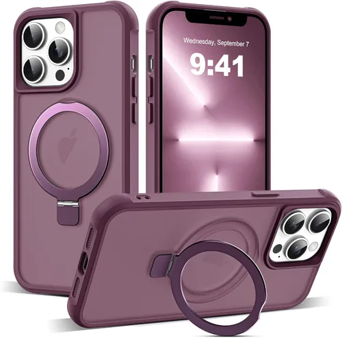 Vista 31 de SKYLMW - Funda compatible con iPhone 11 de 6.1 pulgadas, con soporte magnético invisible tipo anillo, funda translúcida de grado militar, compatible