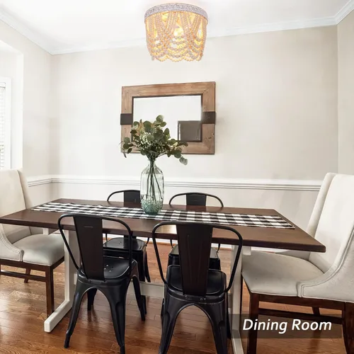 Vista 3 de Capslpad Lámpara de techo con cuentas de madera para montaje empotrado estilo bohemio mini candelabro antiguo para dormitorio, guardería, pasillo