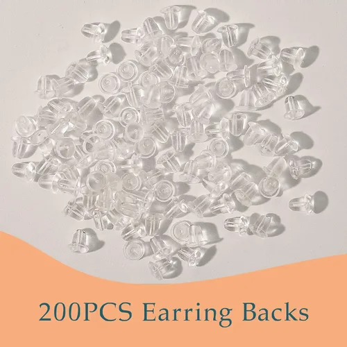 Vista 7 de Parte trasera de goma para aretes, 200 piezas de repuesto suaves y transparentes, tapones de plástico para orejas caídas