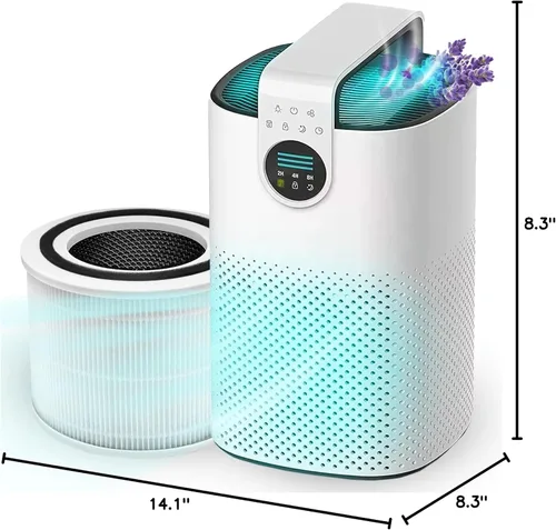 Vista 7 de HEPA-13 Purificador de aire con difusor de aceite esencial, para el hogar, habitación grande de hasta 1120 pies cuadrados, resistente para alergias