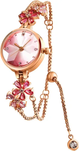 Vista 15 de TIME100 Reloj de pulsera para mujer, de cuarzo, con esfera verde, bisel con cristales en el movimiento, correa de pulsera con diamantes, resistente