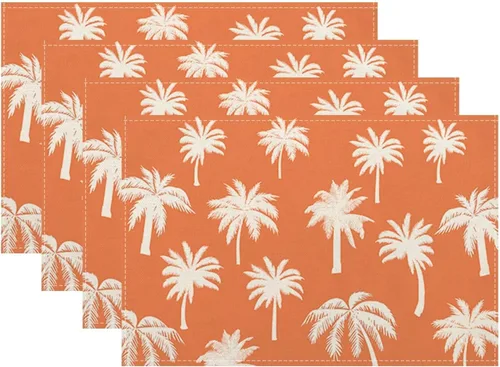 Vista 18 de Juego de 4 manteles individuales florales de 12 x 18 pulgadas, diseño de flores silvestres, acuarela, lavables, manteles decorativos de tela de lino