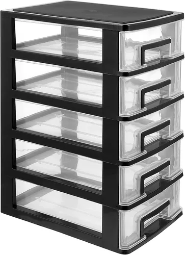 Vista 10 de DOITOOL Cajones de almacenamiento de tres capas, organizador de cajones de plástico portátil, gabinete de almacenamiento de despensa de cocina Negro