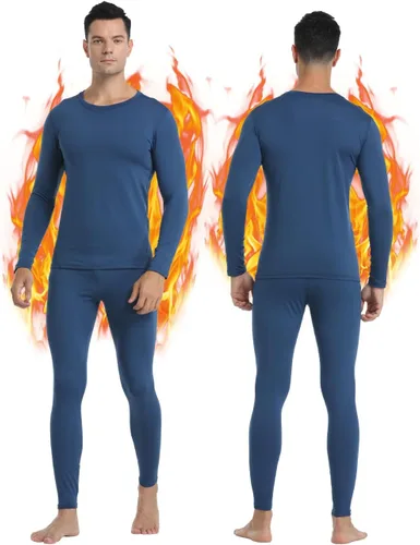 Vista 11 de PISIQI - Conjunto de ropa interior térmica para hombre, pantalones largos ultra suaves con forro polar, capa base, abrigado para invierno, adecuado