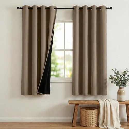 Vista 92 de NICETOWN Cortinas 100% Opacas Cortas de 36 Pulgadas de Largo para Dormitorio, Privacidad Aislamiento Térmico con Ojales Cortinas de Ventana