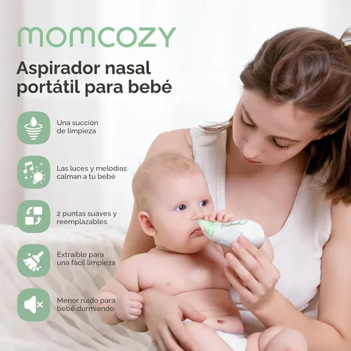 Vista 2 de Momcozy Aspirador Nasal para Bebé, Aspirador Nasal Eléctrico de 3 Niveles de Succión para Bebé, Recién Nacido y Niño Pequeño, Aspirador Nasal