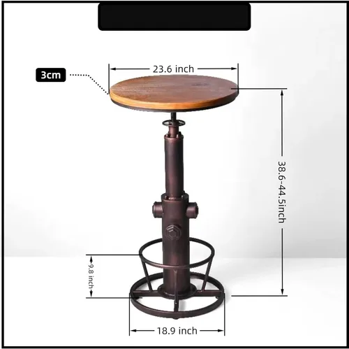 Vista 2 de Juego de mesa de bar con diseño vintage de boca de incendios con taburetes de bar, juego de mesa de comedor industrial de 3 piezas para cocina, casa
