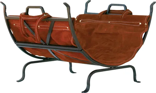 Vista 11 de Uniflame Olde World - Soporte para leña de hierro con portador de cuero de gamuza