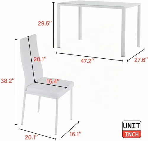 Vista 3 de Juego de mesa de comedor PayLessHere de vidrio para espacios pequeños, mesa de cocina y sillas para 4, mesa con sillas, muebles para el hogar vidrio