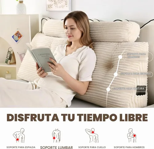 Vista 5 de Lovehavren Almohada de cabecera tamaño Queen – Almohada de cuña de soporte para la espalda ajustable para sentarse en la cama, perfecta para leer.