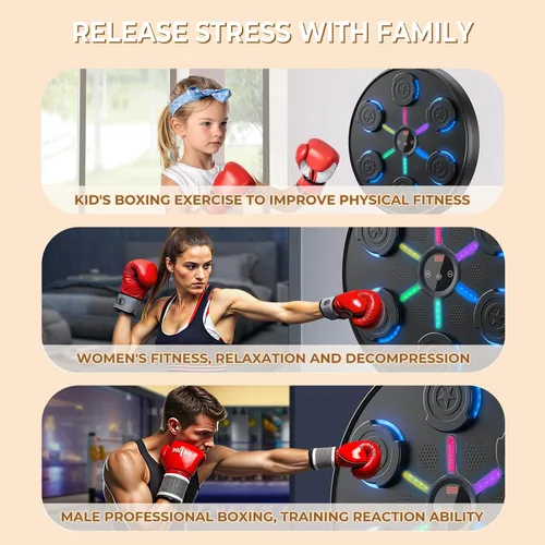 Vista 5 de 2025 New Music Boxing Machine with Boxing Gloves, Wall-Mounted, Upgraded Large Smart Bluetooth Music Boxing Target Workout Equipment for Home