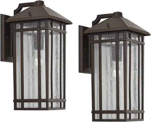 Vista 2 de Kathy Ireland Sierra Craftsman - Lámpara de pared rústica de 16 1/2 pulgadas de alto para exteriores, para porche, casa, exterior, faroles, juego