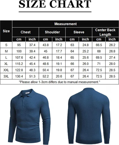 Vista 7 de COOFANDY Polo de punto para hombre, de manga larga, ligero, a la moda, informal, con cuello