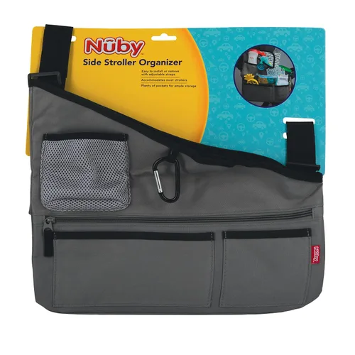 Vista 3 de Nuby Organizador lateral de tela para cochecito: mantiene los elementos esenciales organizados, color gris