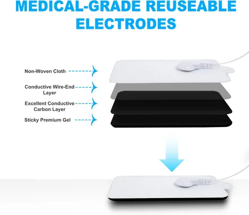 Vista 2 de MegaWise 14 almohadillas de masaje de repuesto para electrodos reutilizables EMS/Tens de 0.138 in