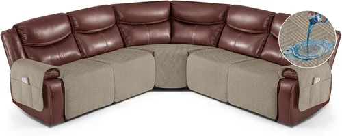 Vista 8 de KinCam Fundas impermeables para sofá modular reclinable, fundas de sofá reclinable de gran tamaño para sofá en forma de L, funda de sofá Chocolate