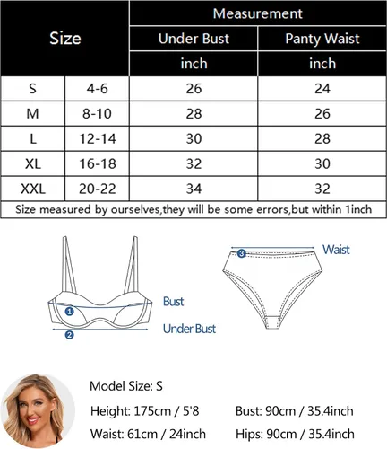 Vista 6 de RSLOVE Conjunto de lencería sexy para mujer brasier y bragas de encaje de dos piezas