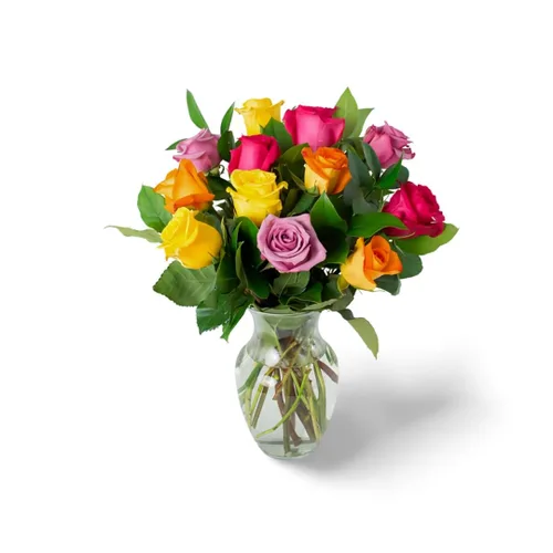 Vista 11 de KaBloom - Rosas arcoíris (media docena)- Flores frescas para cumpleaños, San Valentín y Día de la Madre