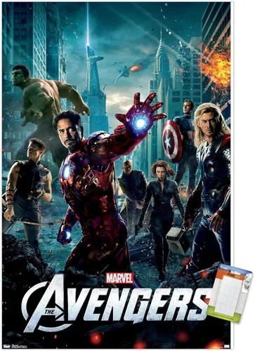 Vista 12 de Marvel Avengers: Póster de pared de una hoja, 22.4 pulgadas de largo x 14.7 pulgadas de ancho, versión enmarcada de madera de granero