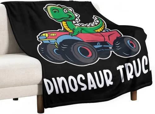 Vista 6 de Manta de dinosaurio de camión para niños y adultos, acogedora y suave para sofá, cama, manta deportiva de franela para cumpleaños para invierno, 30