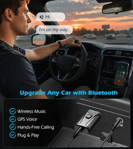 Vista 2 de Tsnam Adaptador USB Bluetooth para Coche, Transmisor Receptor Bluetooth Conectar y Usar, Adaptador de Audio Inalámbrico AUX de 3.5mm para TV