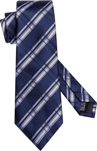 Vista 45 de Hi-Tie Corbata clásica de cachemira para hombre con pañuelo y gemelos a cuadros