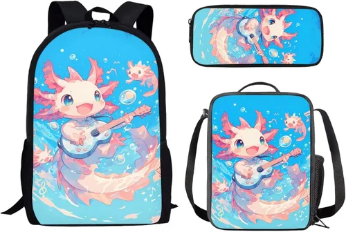 Vista 20 de Paquete de 3 bolsas escolares con estampado de bandera estadounidense para niños, mochila de gran capacidad para laptop, con cremallera, estuche