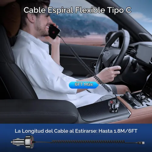 Vista 6 de Syncwire Cargador de coche USB C 66W adaptador de coche súper rápido