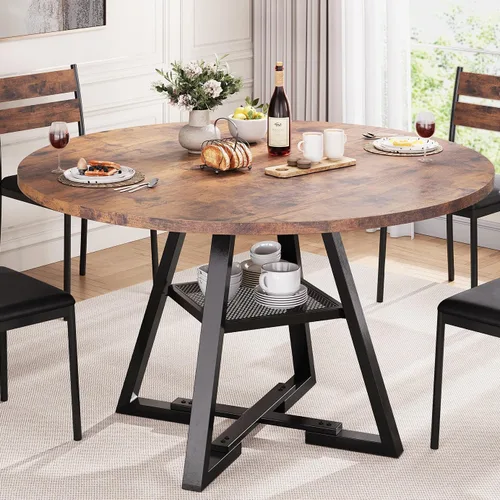 Vista 11 de Jocoevol Mesa de comedor redonda para 4 personas, mesa de pedestal circular para cocina, comedor, mesa de pedestal, muebles de cocina y comedor
